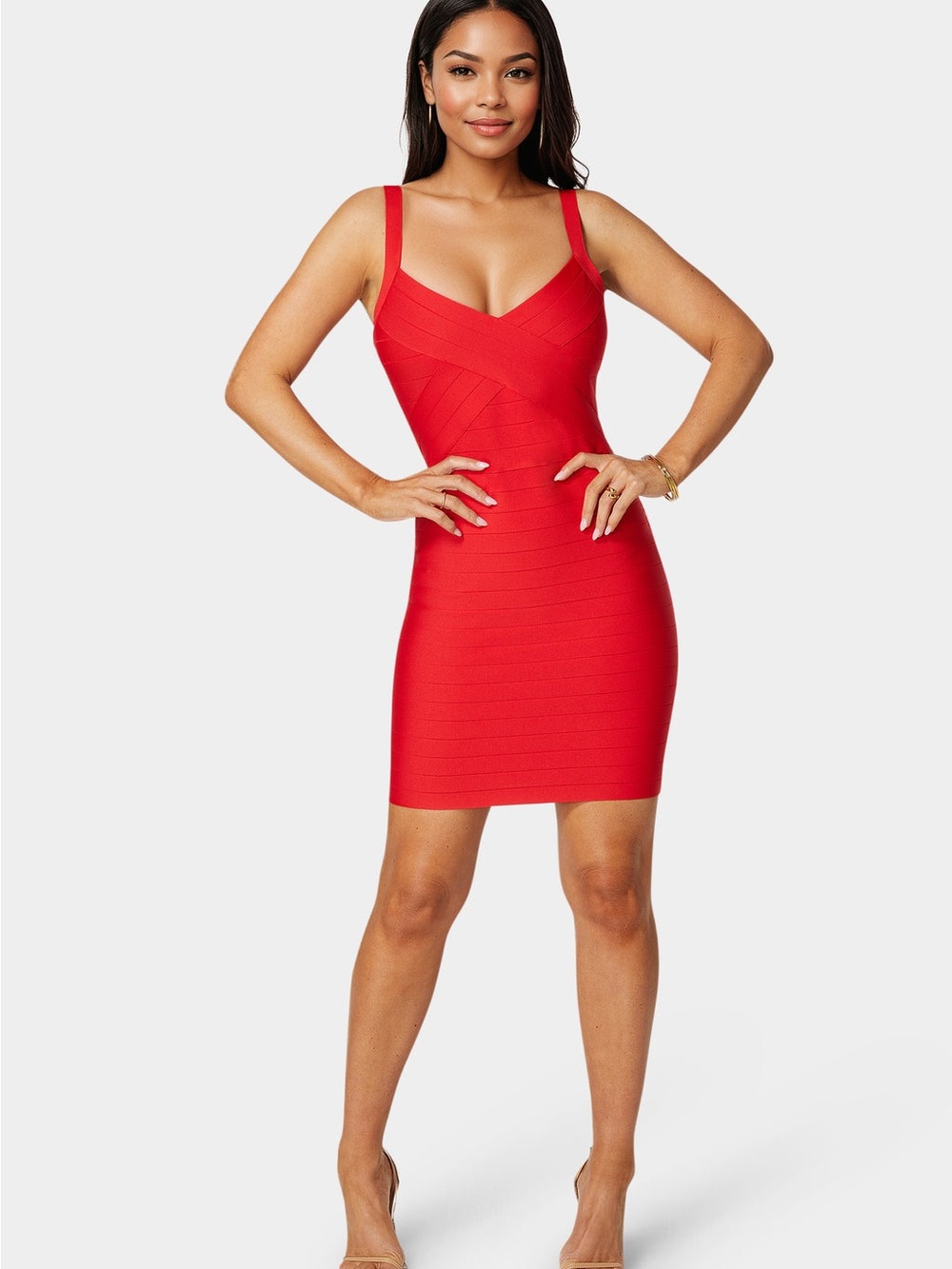 Bebe Red Bodycon Bandage Mini Dress -size S